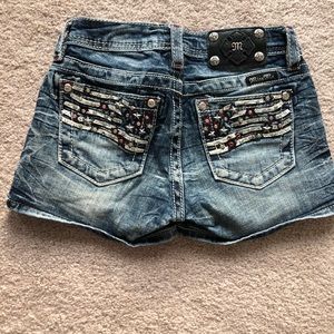 Miss Me Girls Front Blow Out Americana Denim Shorts